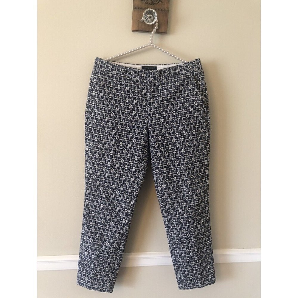 Banana Republic Womens Size 2 Avery Ankle Pants Blue White Geometric